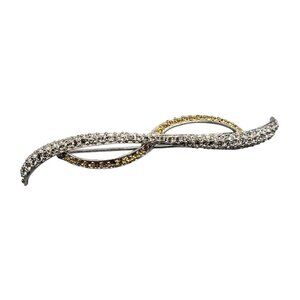 Swarovski Criss Cross Brooch Yellow Colorless Crystals Swan Signed Vintage Pin